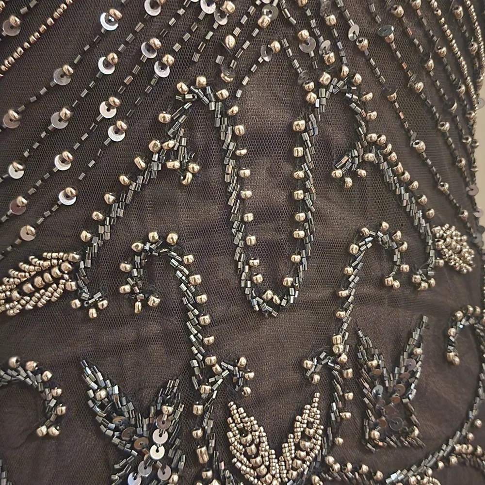 Beaded Mesh column gown by Pisarro Nights size 4 - Picture 4 of 6